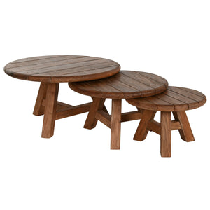 Set of 3 tables Home ESPRIT Teak 80 x 80 x 43 cm-0