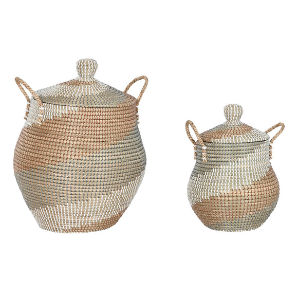 Basket set Home ESPRIT Orange Natural Seagrass (2 Pieces)-0