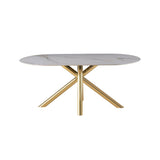 Dining Table Home ESPRIT Golden Metal Ceramic 180 x 90 x 75 cm-1