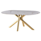 Dining Table Home ESPRIT Golden Metal Ceramic 180 x 90 x 75 cm-0