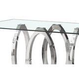 Dining Table Home ESPRIT Steel Tempered Glass 160 x 90 x 76 cm-1