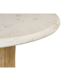 Side table Home ESPRIT White Natural Marble Teak 90 x 90 x 114 cm-1