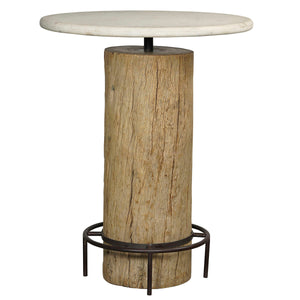 Side table Home ESPRIT White Natural Marble Teak 90 x 90 x 114 cm-0