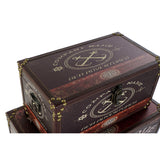 Set of decorative boxes Home ESPRIT Multicolour Wood Canvas-3