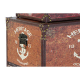 Set of decorative boxes Home ESPRIT Multicolour Wood Canvas-2