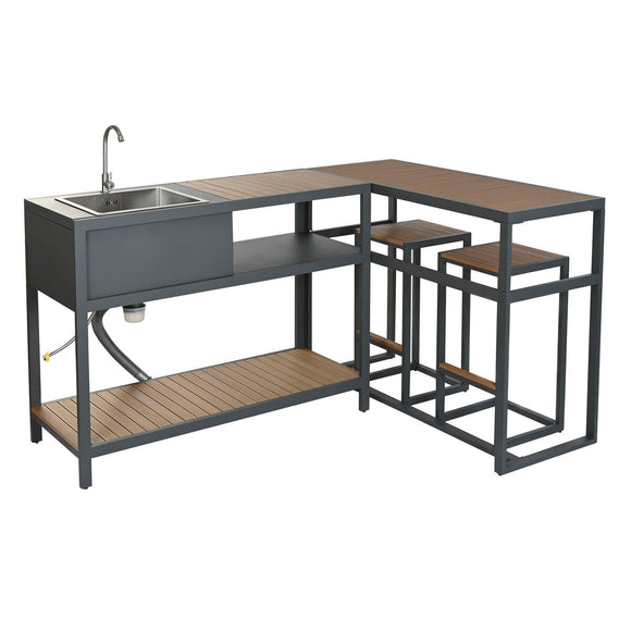 Kitchen furniture Home ESPRIT Grey Natural 127 x 100 x 90 cm 127 x 100 x 95 cm-0