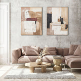 Painting Home ESPRIT White Beige Abstract Urban 92 x 4,5 x 121,5 cm (2 Units)-1