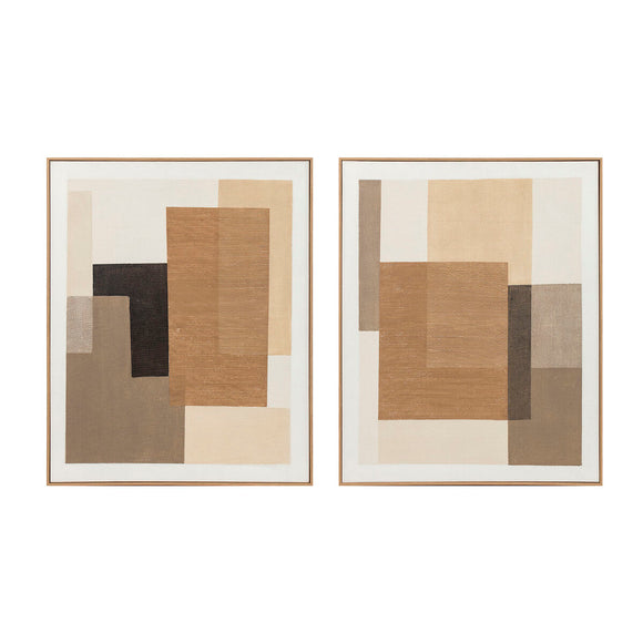 Painting Home ESPRIT Brown Beige Abstract Urban 80 x 4,5 x 100 cm (2 Units)-0