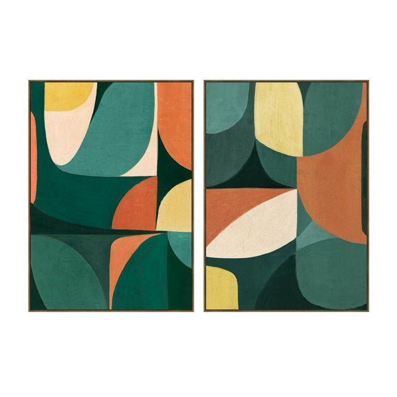 Painting Home ESPRIT Green Modern Urban 100 x 4 x 140 cm (2 Units)-0