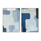 Painting Home ESPRIT Blue Abstract Urban 100 x 4 x 140 cm (2 Units)-0