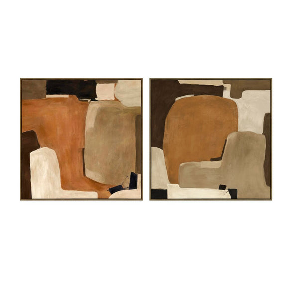 Painting Home ESPRIT Brown Beige Abstract Urban 100 x 4 x 100 cm (2 Units)-0