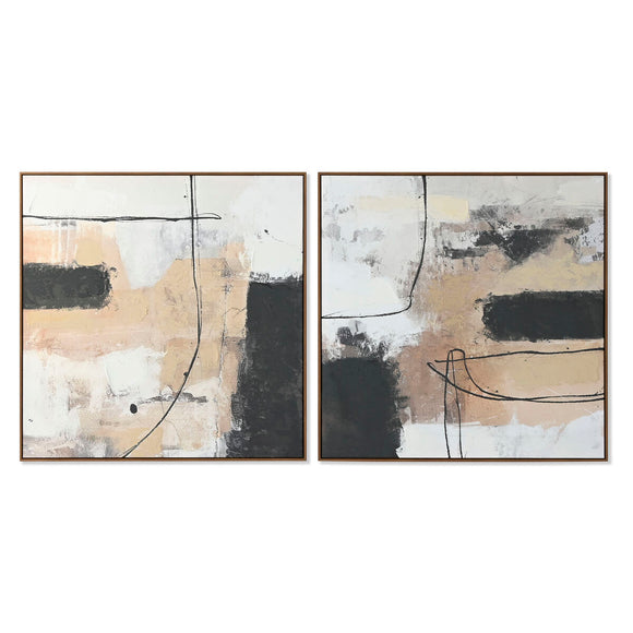 Painting Home ESPRIT Black Golden Abstract Urban 100 x 4 x 100 cm (2 Units)-0