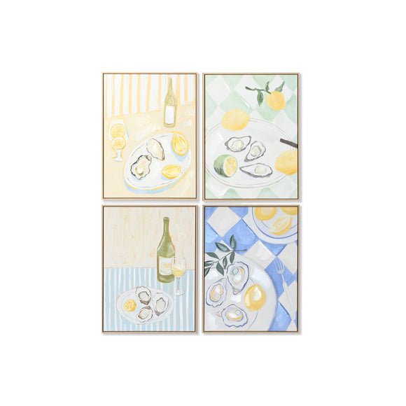 Painting Home ESPRIT Yellow Blue Mediterranean 60 x 4 x 80 cm (4 Units)-0