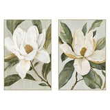Canvas Home ESPRIT White Green Flower Shabby Chic (2 Units)-0