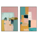 Painting Home ESPRIT Yellow Beige Pink Turquoise Abstract Urban (2 Units)-0