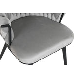 Dining Chair Home ESPRIT Black Grey Polyester Metal 60 x 66 x 84 cm 66 x 60 x 84 cm-3
