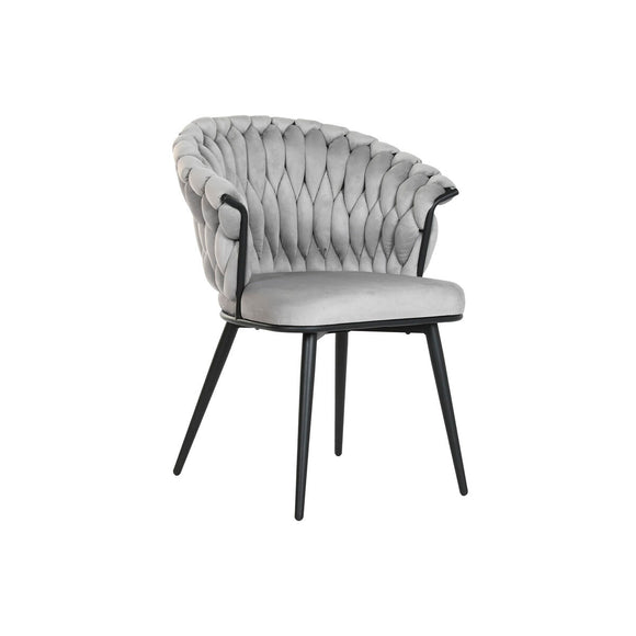 Dining Chair Home ESPRIT Black Grey Polyester Metal 60 x 66 x 84 cm 66 x 60 x 84 cm-0