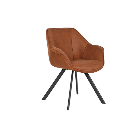 Dining Chair Home ESPRIT Black Camel Metal Microfibre 64 x 67 x 85 cm 67 x 64 x 83 cm-0