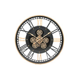 Wall Clock Home ESPRIT Black Golden Metal Crystal 100 x 9 x 100 cm-0