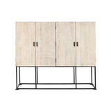 Cupboard Home ESPRIT White Black Metal Mango wood 180 x 40 x 160 cm-1