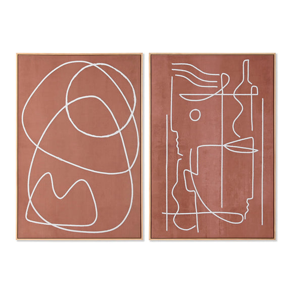 Painting Home ESPRIT Beige Terracotta Abstract 83 x 4,3 x 123 cm (2 Units)-0