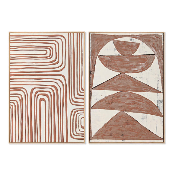 Painting Home ESPRIT Beige Terracotta Abstract 83 x 4,3 x 123 cm (2 Units)-0