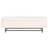 Bench Home ESPRIT White Black Polyester Steel 145 x 45 x 45 cm-1