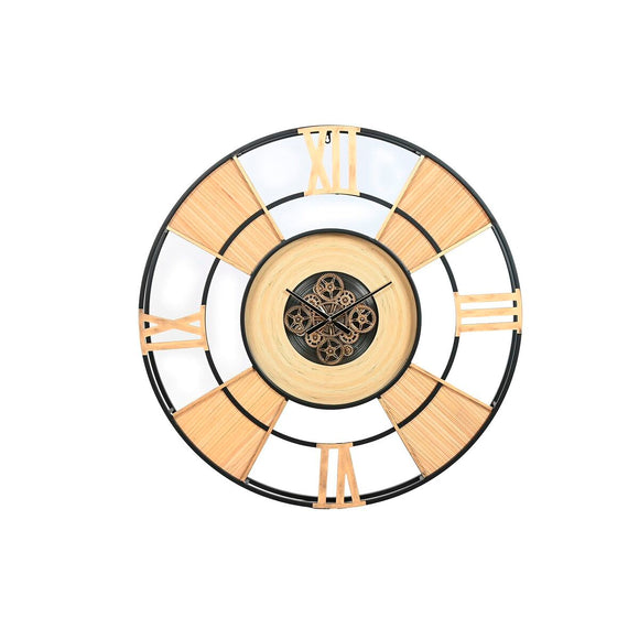 Wall Clock Home ESPRIT Black Natural Metal Rattan 100 x 9 x 100 cm-0