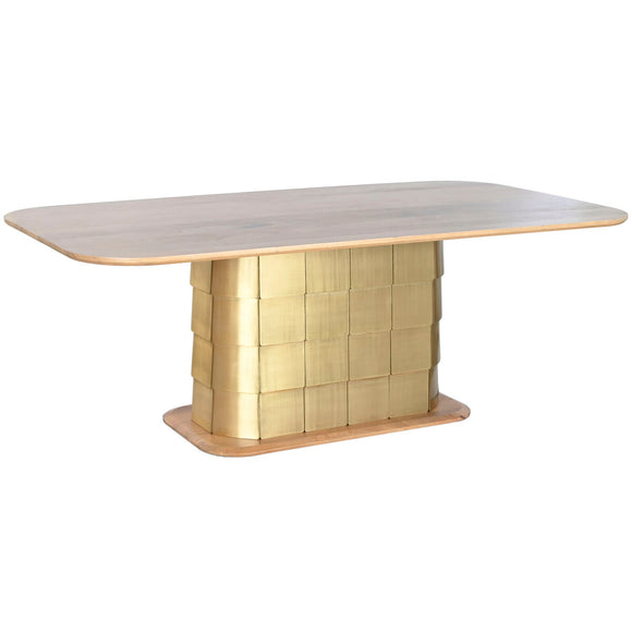 Dining Table Home ESPRIT Golden Brass Mango wood 210 x 110 x 76 cm-0