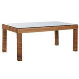 Dining Table Home ESPRIT Natural Tempered Glass Fibre Teak 180 x 90 x 77 cm-0