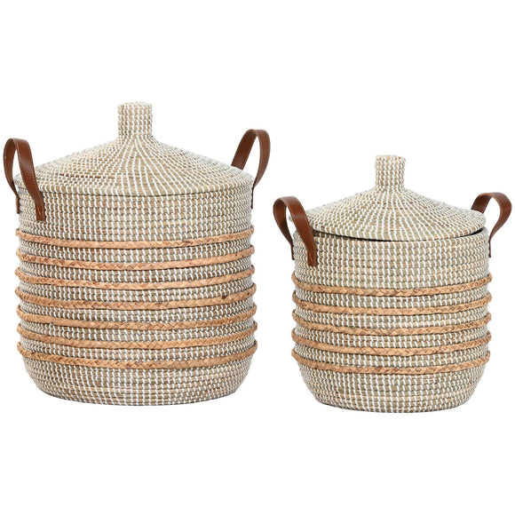 Basket set Home ESPRIT Brown Natural Seagrass (2 Pieces)-0