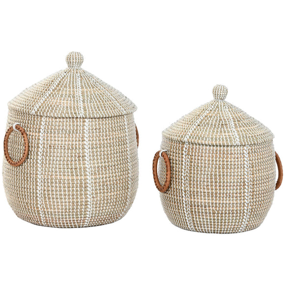 Basket set Home ESPRIT White Natural Seagrass (2 Pieces)-0