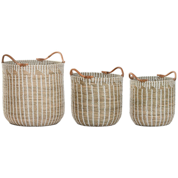 Basket set Home ESPRIT White Natural Seagrass (3 Pieces)-0