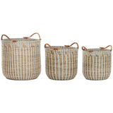 Basket set Home ESPRIT White Natural Seagrass (3 Pieces)-0