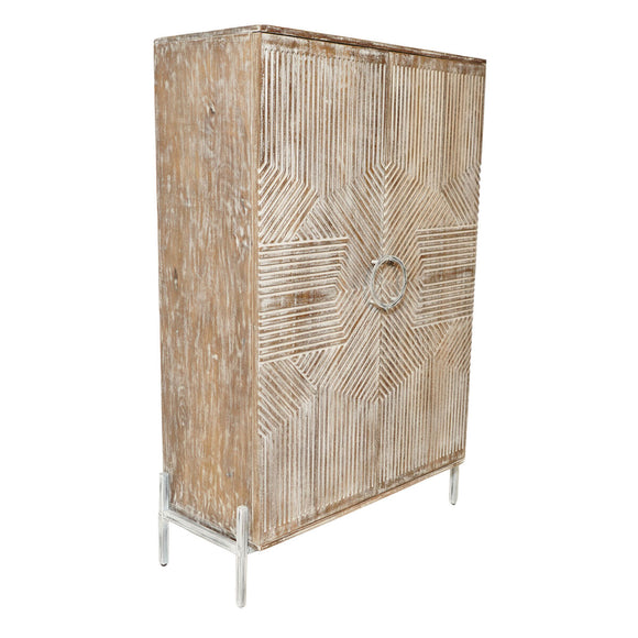 Cupboard Home ESPRIT White Mango wood 85 x 38 x 134 cm-0