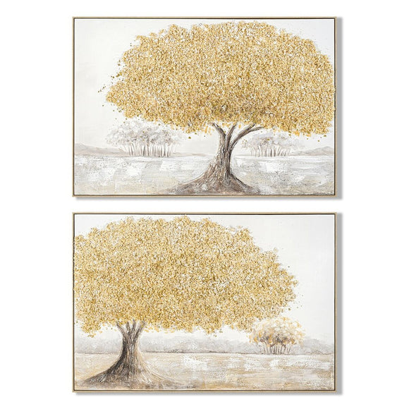 Canvas Home ESPRIT Grey Golden Tree Traditional (2 Units)-0