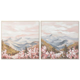 Canvas Home ESPRIT White Pink Moutain 80 x 3,5 x 80 cm (2 Units)-0
