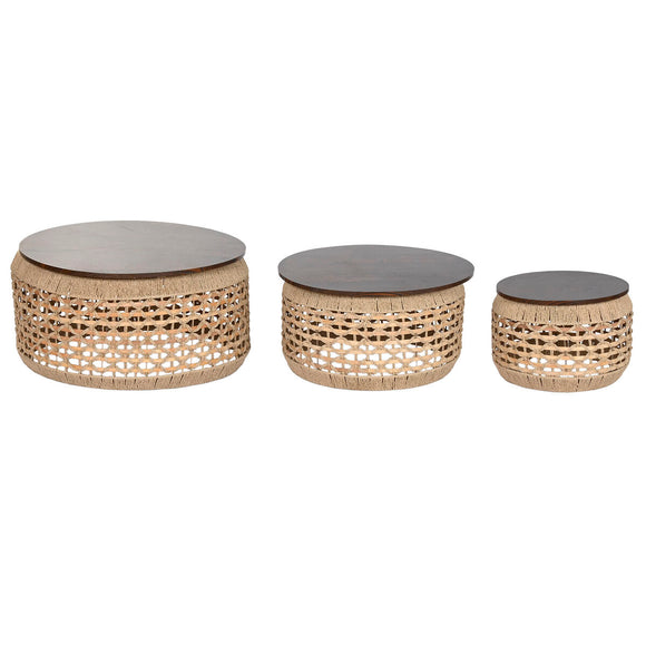 Set of 3 tables Home ESPRIT Brown 70 X 70 X 35 CM (3 Units)-0