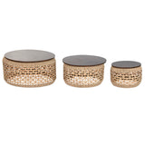 Set of 3 tables Home ESPRIT Brown 70 X 70 X 35 CM (3 Units)-0