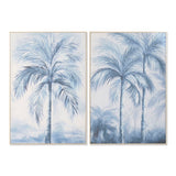 Canvas Home ESPRIT Blue White Palms Tropical 82,5 x 3,5 x 122,5 cm (2 Units)-0