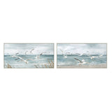 Painting Home ESPRIT Blue White Mediterranean Seagull 140 x 3,7 x 70 cm (2 Units)-0