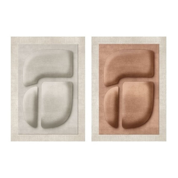 Painting Home ESPRIT Brown Beige Abstract Scandinavian 80 x 3 x 120 cm 80 X 10 X 120 CM (2 Units)-0