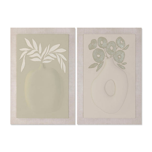 Painting Home ESPRIT Green Beige Vase Scandinavian 80 x 3 x 120 cm 80 X 10 X 120 CM (2 Units)-0