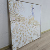 Painting Home ESPRIT White Natural Peacock Tropical 100 x 5 x 100 cm (2 Units)-8