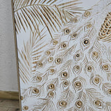 Painting Home ESPRIT White Natural Peacock Tropical 100 x 5 x 100 cm (2 Units)-3