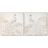 Painting Home ESPRIT White Natural Peacock Tropical 100 x 5 x 100 cm (2 Units)-0