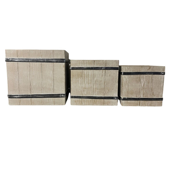 Planter Home ESPRIT Brown Magnesium Cottage 44 x 44 x 43 cm (3 Pieces)-0