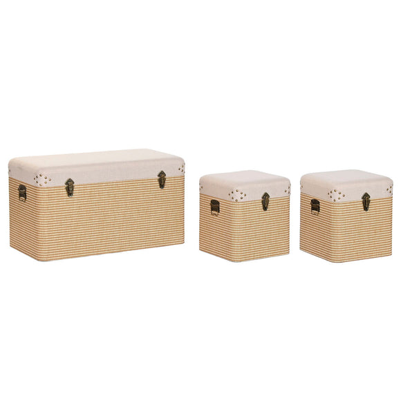 Set of Chests Home ESPRIT Beige Natural Polyester Wood Traditional 80 x 40 x 44 cm (3 Units)-0