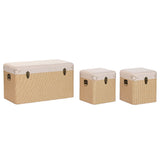 Set of Chests Home ESPRIT Beige Natural Polyester Wood Traditional 80 x 40 x 44 cm (3 Units)-0