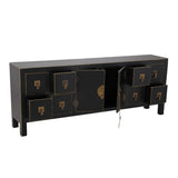 TV furniture ORIENTE 130 x 24 x 50,5 cm Black Golden Wood-3